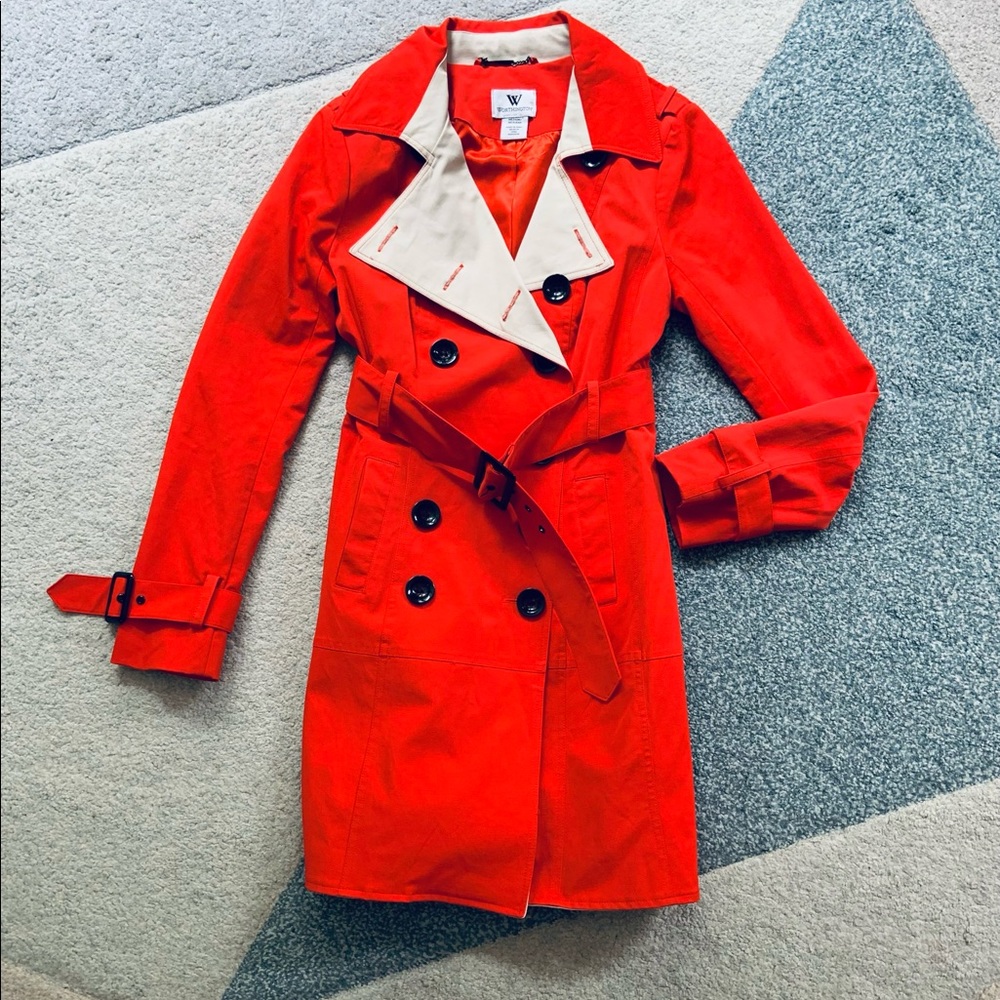 Worthington Orange Red Pea Coat - Picture 1 of 7